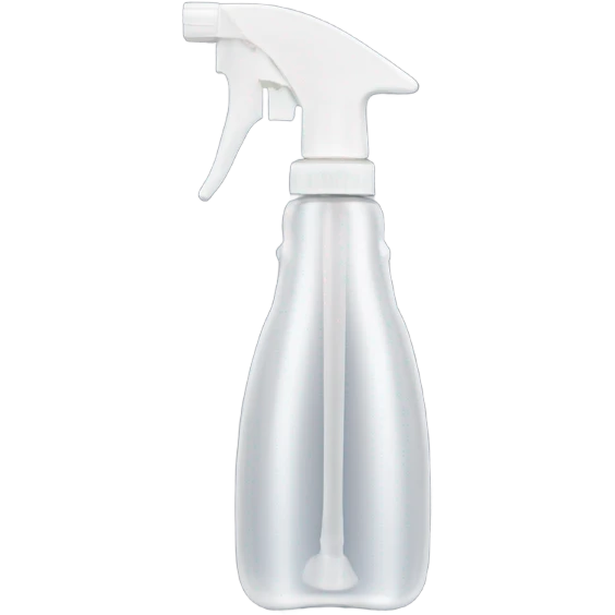 A handheld plastic spray bottle with a transparent container, featuring a long, thin stainless steel nozzle extending from the front of a white handle. emoji