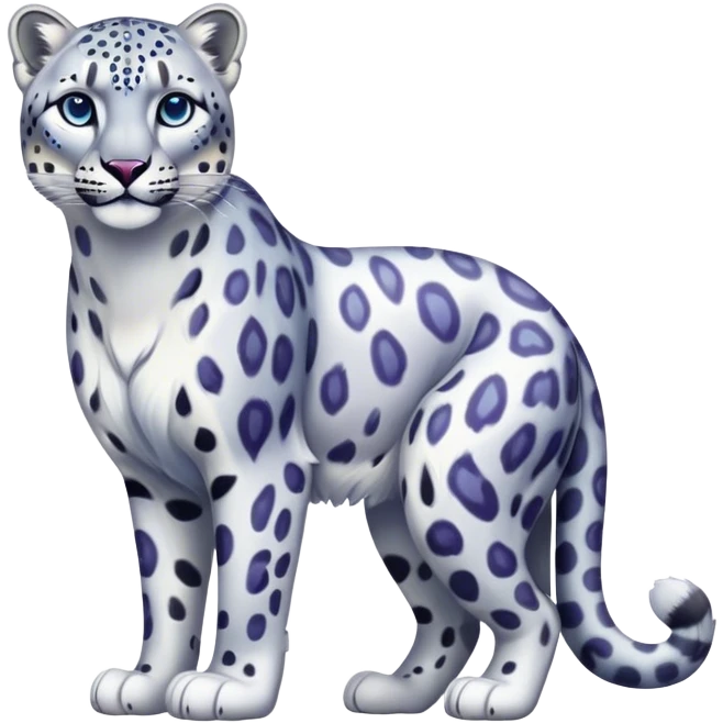 Colorful vibrant ethereal snow-leopard, full-body emoji