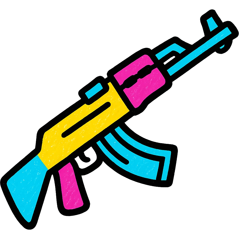 AK-47 rifle bold colorful emoji emoji