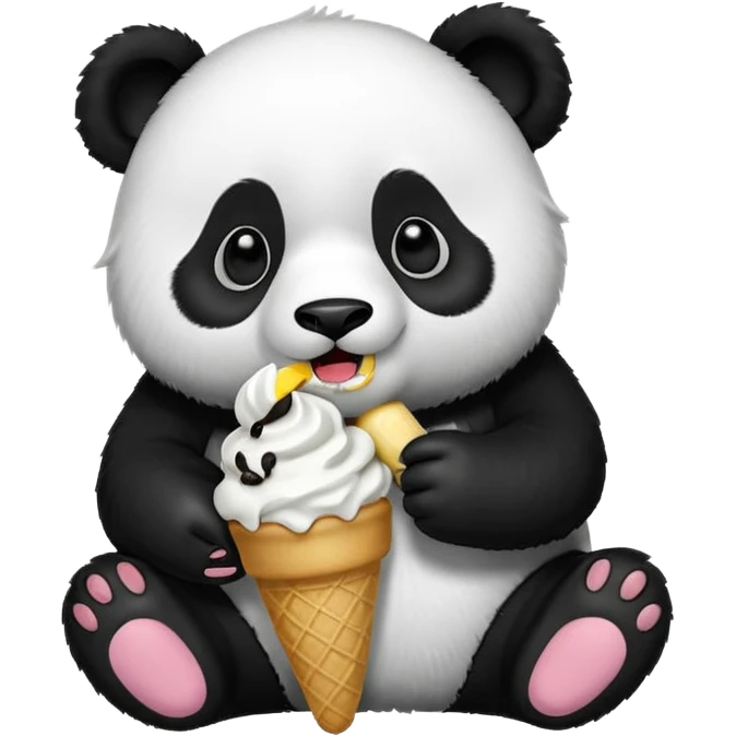 Panda eating ice cream emoji