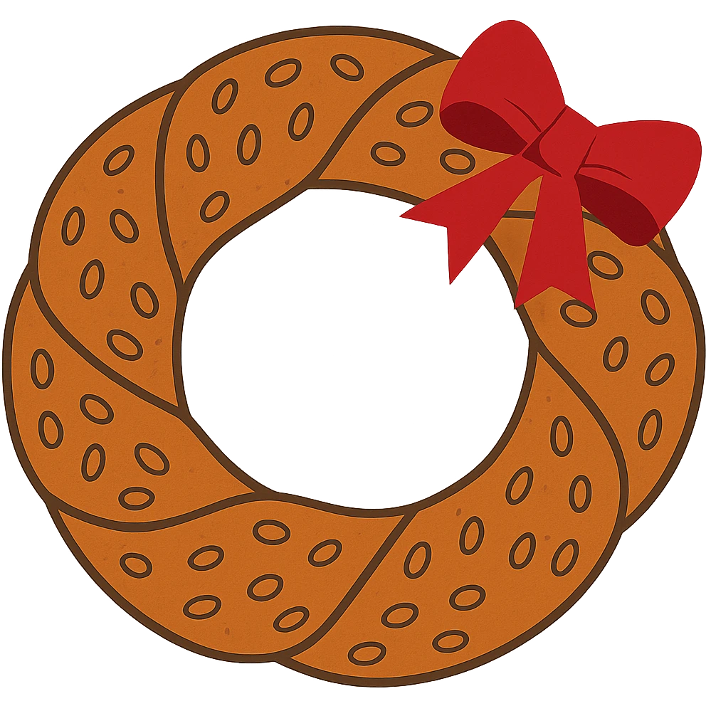 Add a red ribbon on the top right side of the simit. Remove the background so the simit with the ribbon is isolated. emoji
