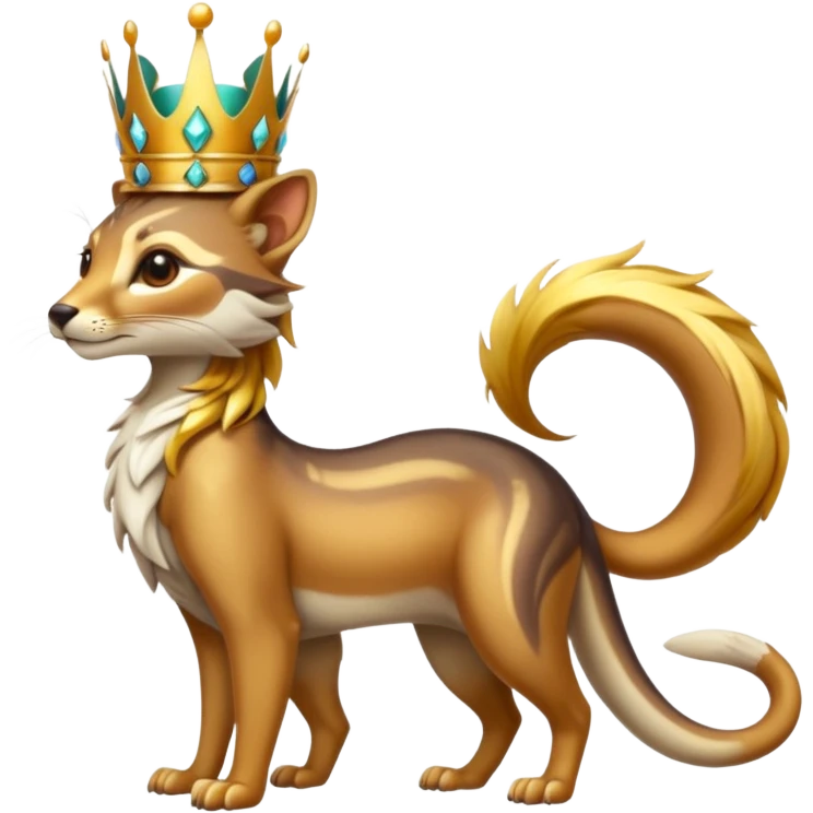 Colorful exotic shiny beautiful elegant fantasy-Cacomistle-tanuki-genet-oncilla-animal-hybrid (full body) emoji
