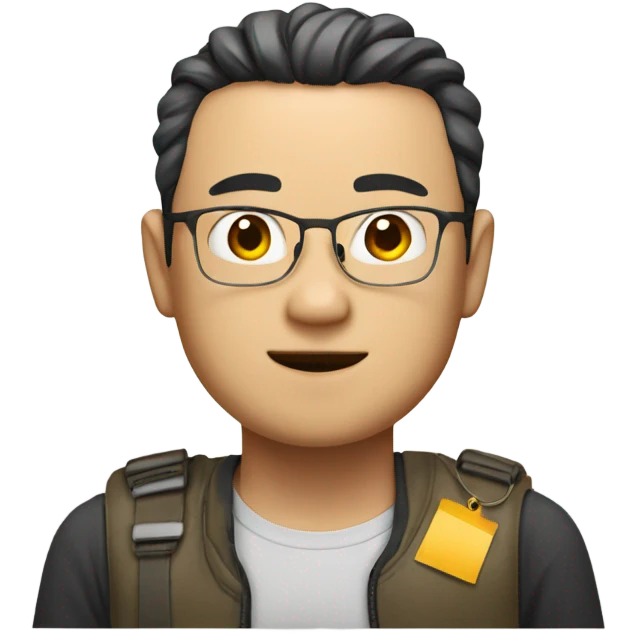 chinese man with a name tag that says james  emoji
