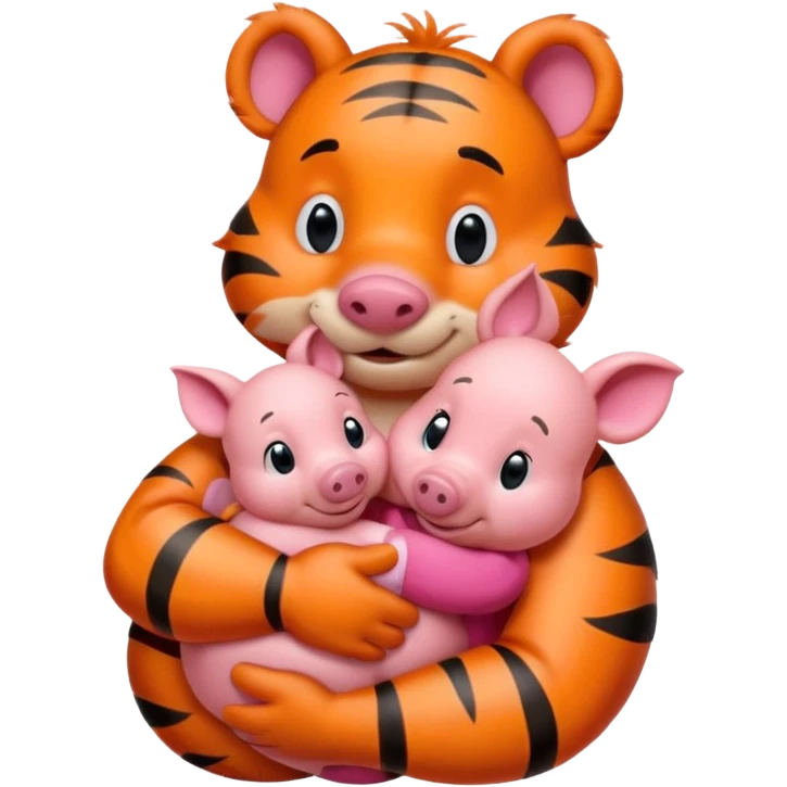 a big tigger hugging small piggy  emoji