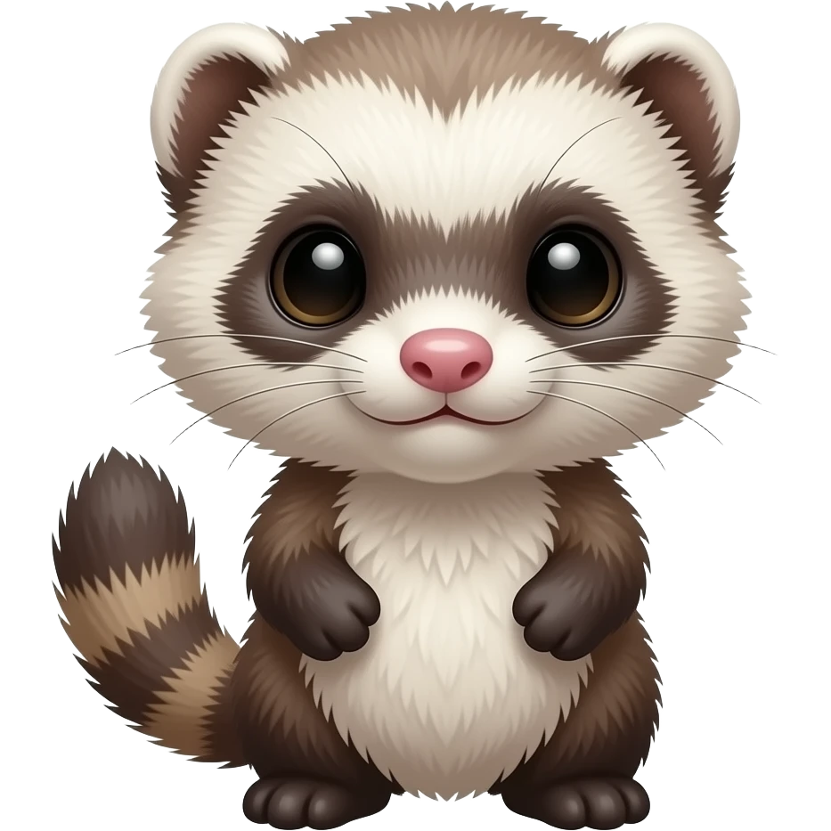 Cute realistic ferret-weasel-snow-ermine-panda-hybrid-animal-creature emoji