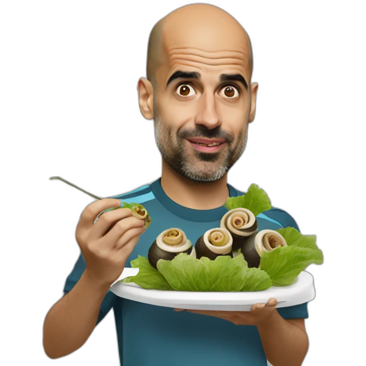Pep guardiola eating snails emoji