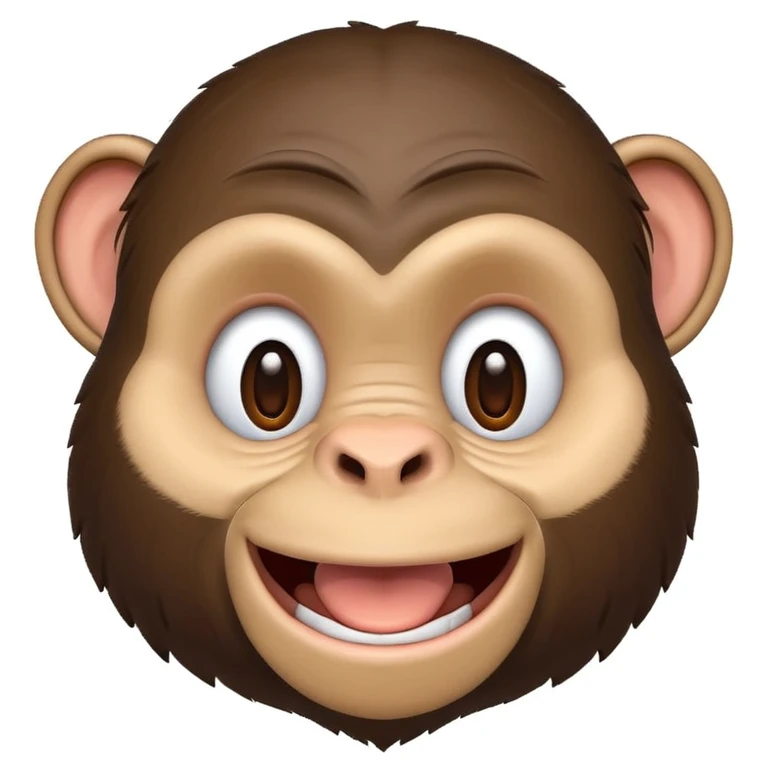 cute cartoon style chimpanzee, well defined lines, clean white background, no shadows, emoji style emoji