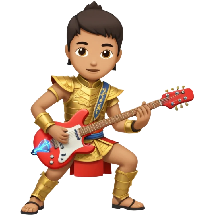 Very dangerous Thai samurai with amor typical Thai which plays e guitar emoji