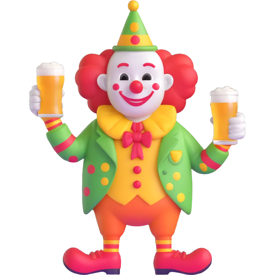 clown holding a beer emoji