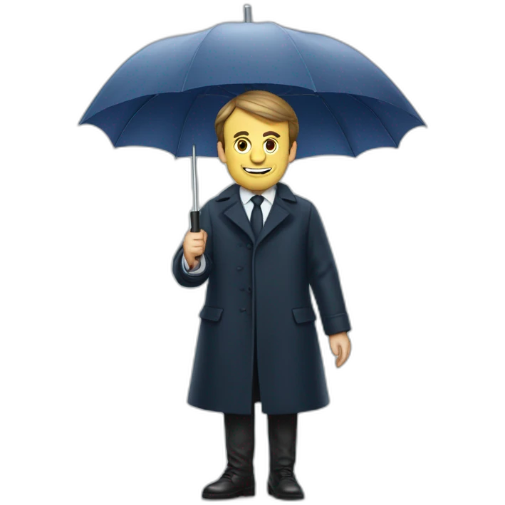 Emmanuel Macron with an umbrella emoji