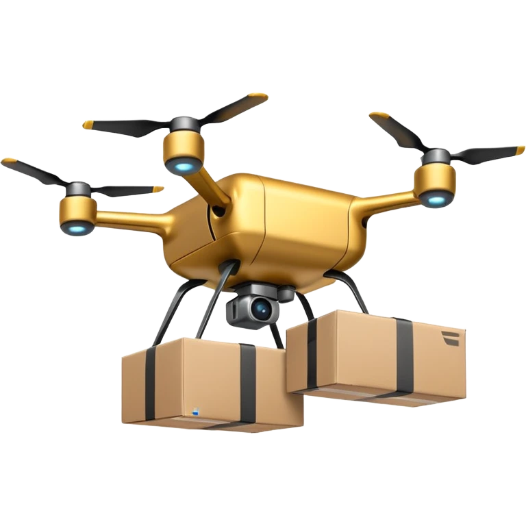 Automated drones deliver packages swiftly above streets emoji