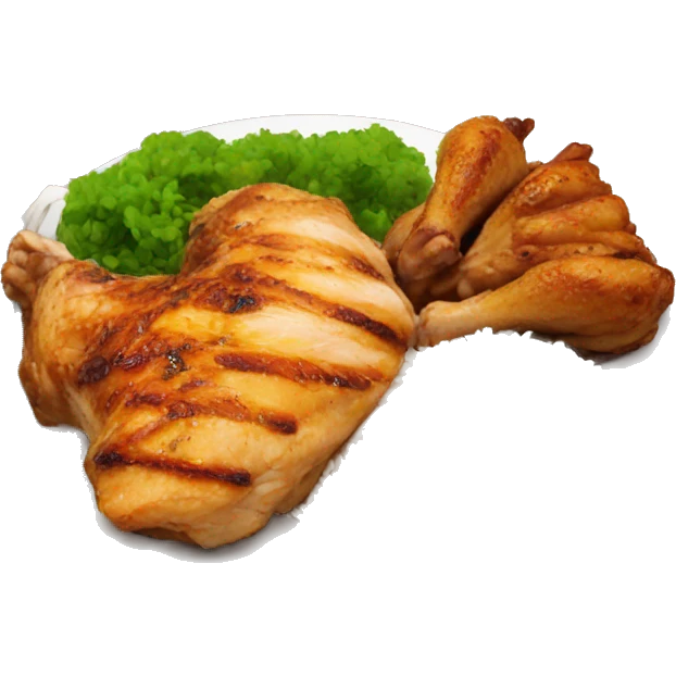 Plate, rice, grilled chicken  emoji