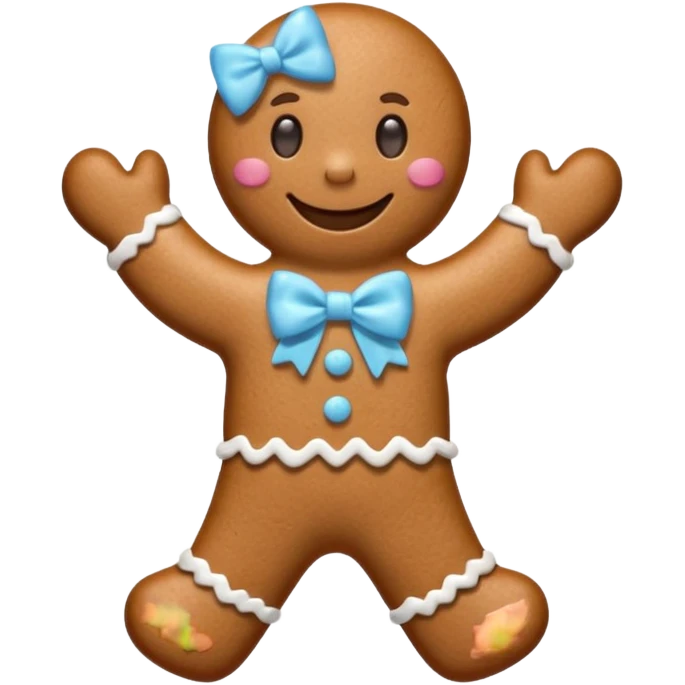Gingerbread man with light blue bow emoji