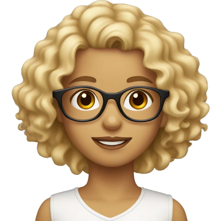 Blond girl curly hair and glasses with a jack Russel dog emoji