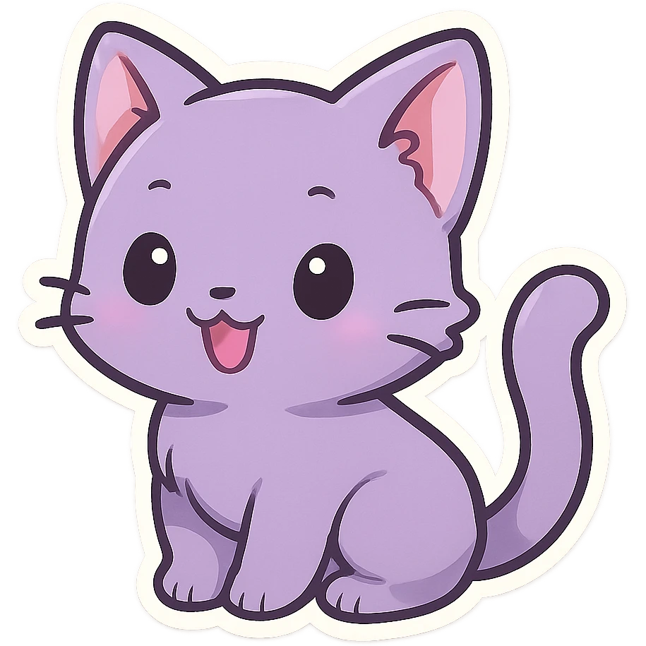 purple cat, adorable and playful emoji
