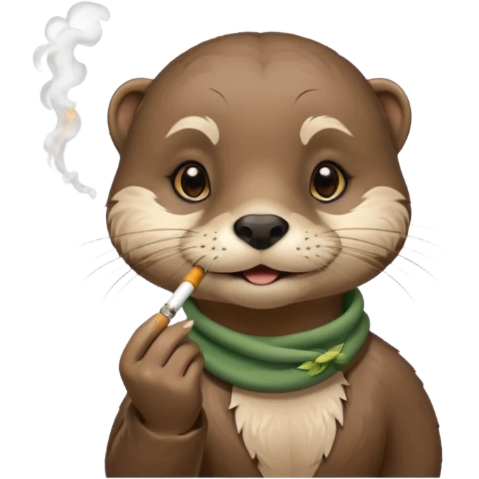 Cute female Otter smoking a while cannabis joint emoji
