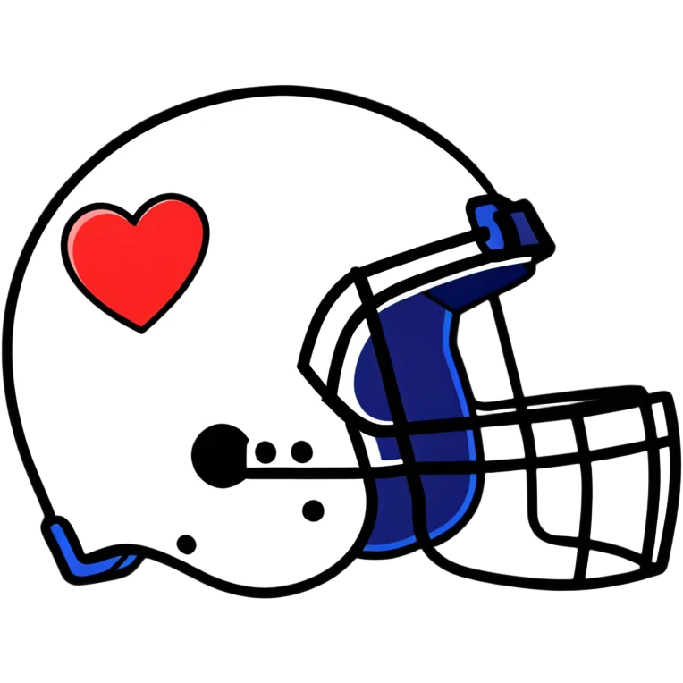 Dark Blue and Orange football helmet with heart logo  emoji