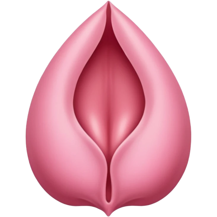 beigey pink vulva appearing moist, round pink clitoris at the top, no face, make it narrow and slim, marquis shape, vertical line in the middle  emoji