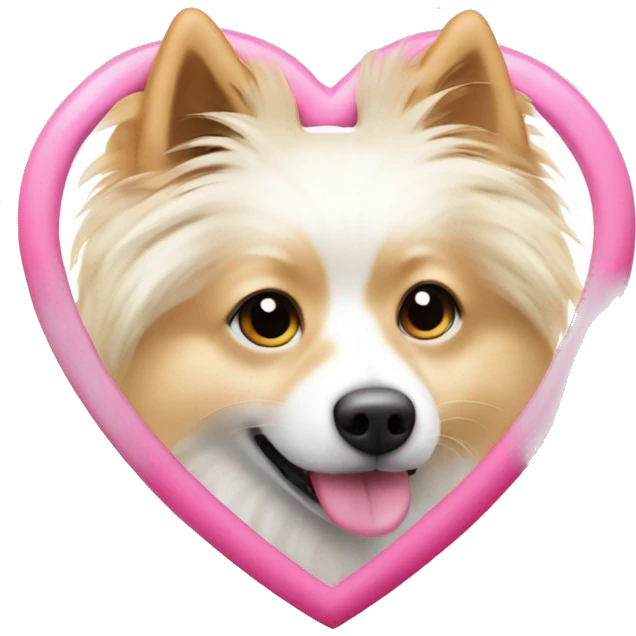 White and blonde spots spitz in a pink heart emoji
