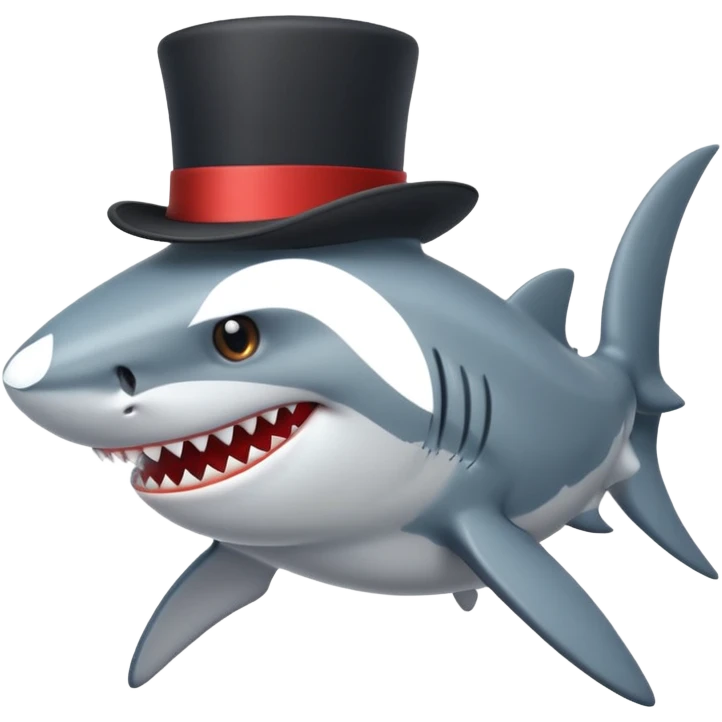 Shark with a top hat emoji