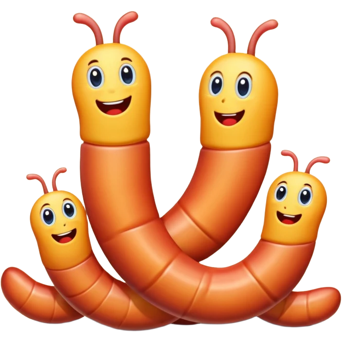 4 3D worms saying Good morning Family emoji