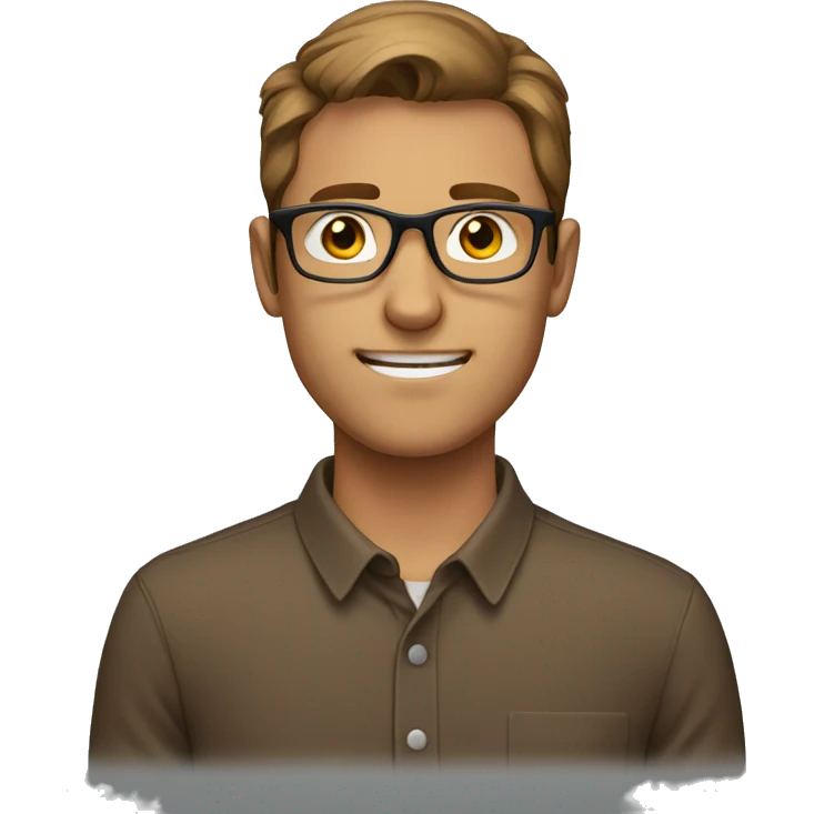 A brown shirt haired guy with glasses  emoji