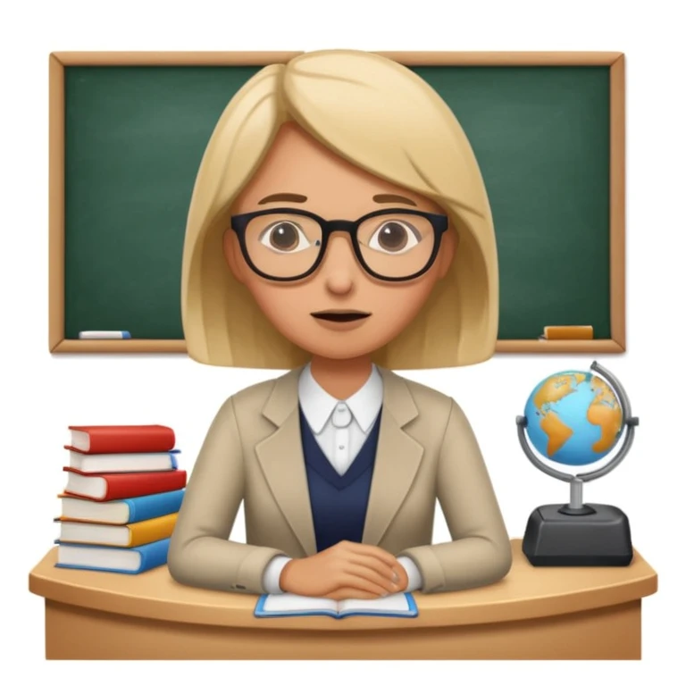 exhausted teacher in a bustling classroom emoji