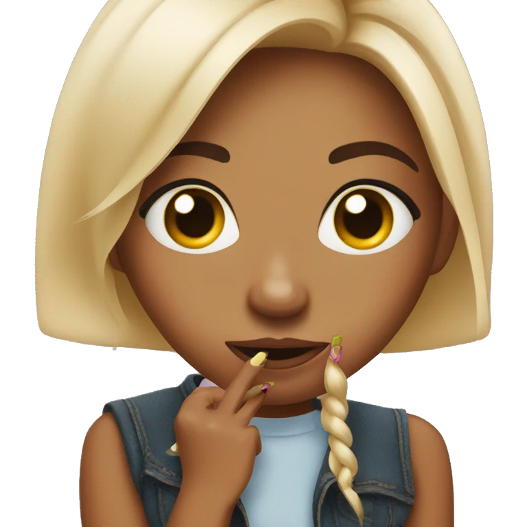 sassy girl showing nails emoji