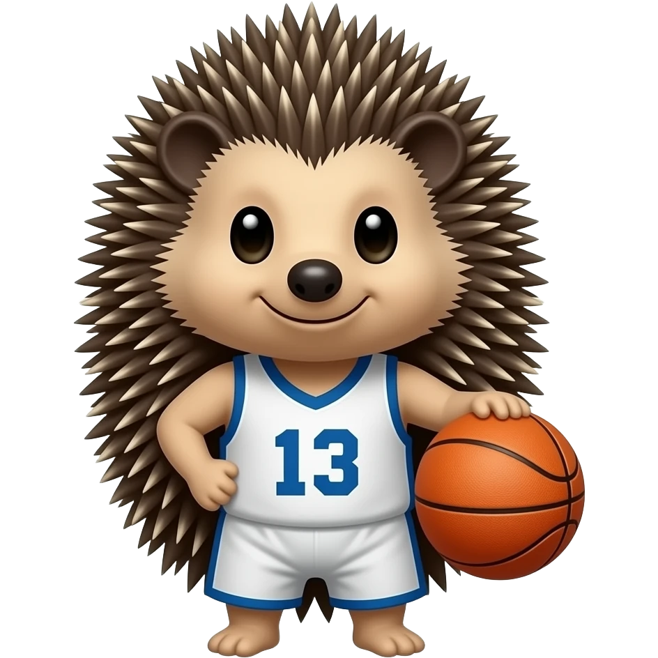 Hedgehog with jersey , playing basketball  front facing emoji