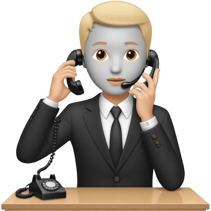 person standing at a desk, holding a telephone receiver to their ear, suggesting a phone call. emoji