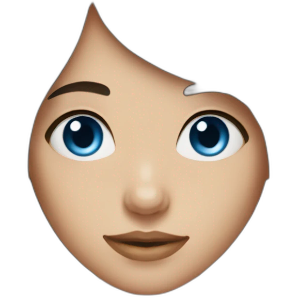 Dark brown long hair bangs girl with blue eyes emoji