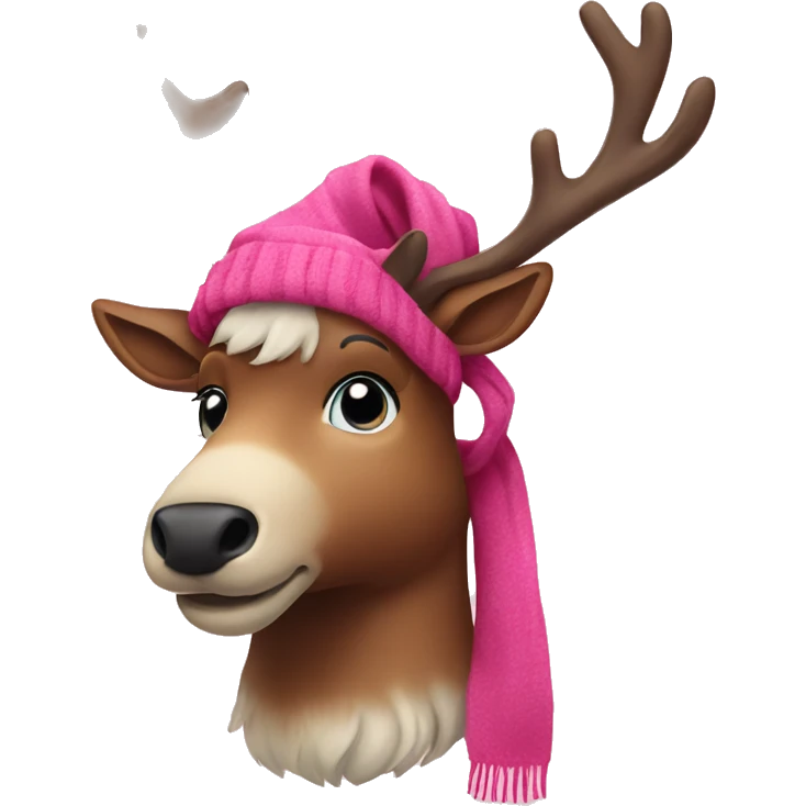 Reindeer with a pink scarf  emoji
