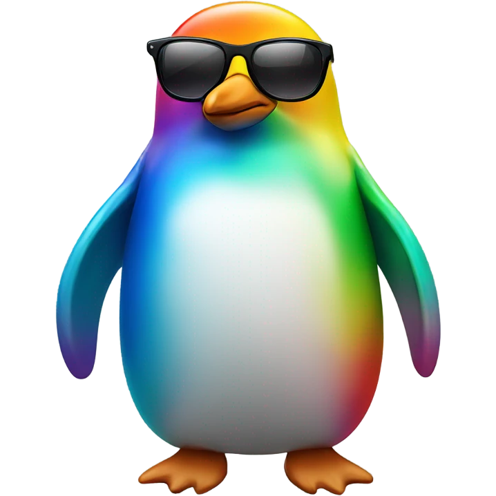 Rainbow penguin with sunglasses emoji