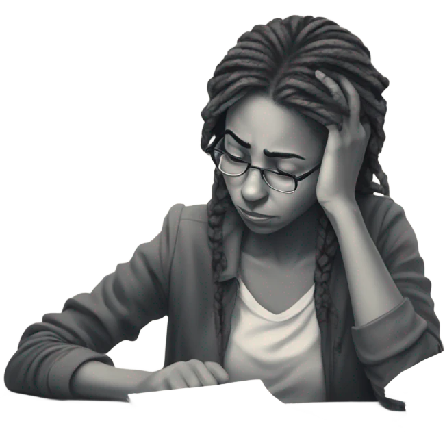 Sad and depressed student law girl emoji