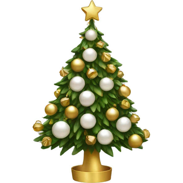 Christmas tree with white and gold decorations emoji