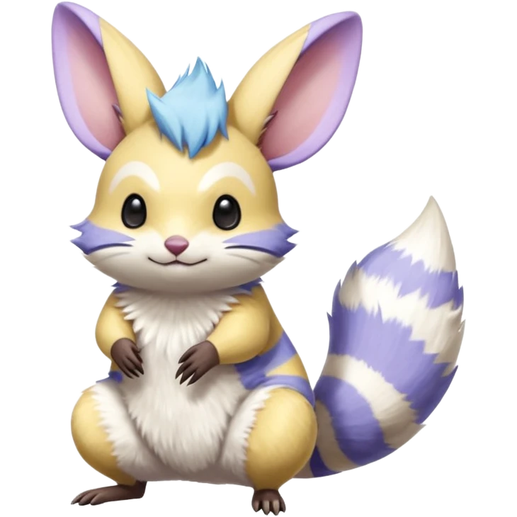 Tropical Exotic Yellow white blue purple Colorful Minccino-Numbat-Pachirisu-Emolga-fusion  emoji