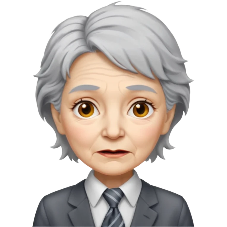 Very old women with Necktie. different hair style, more smudges on face. emoji
