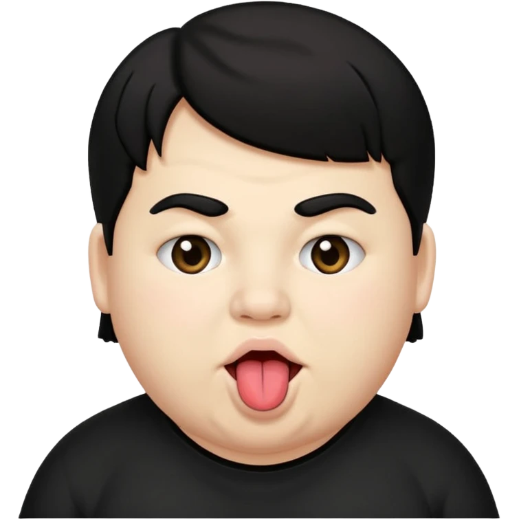 Fat teen from kosovo with flat hair with his tongue out emoji