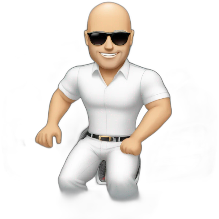 Rich Bald guy with sunglasses driving Bugatti emoji