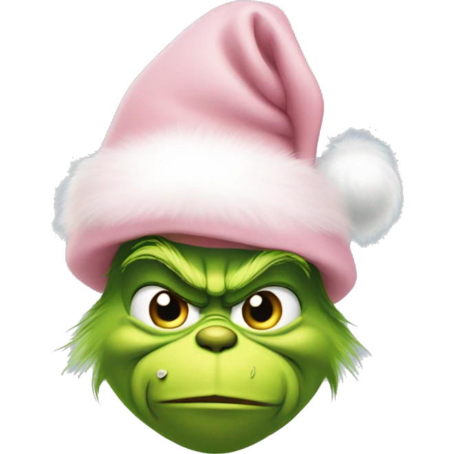 Grinch with a light pink santa hat emoji