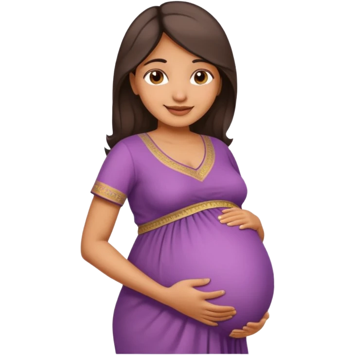 pregnant Indian woman, modern dress, gentle smile emoji