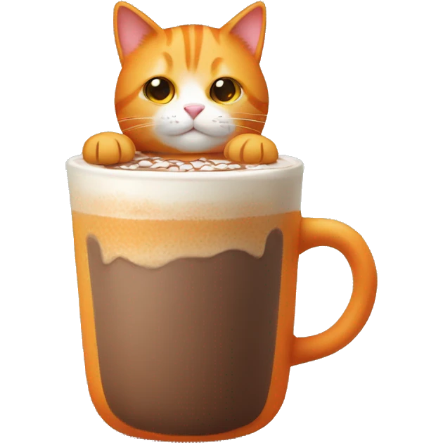 Orange cat holding hot chocolate  emoji
