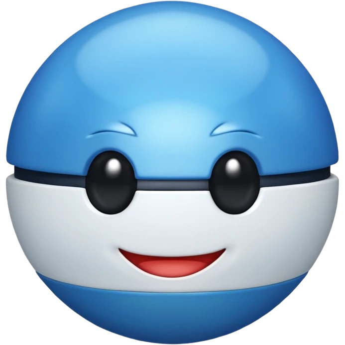 A blue Pokéball with highlights, emoji style, variation 6 emoji