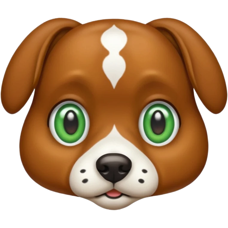 Brown dog with big green eyes and white spots on chest  emoji