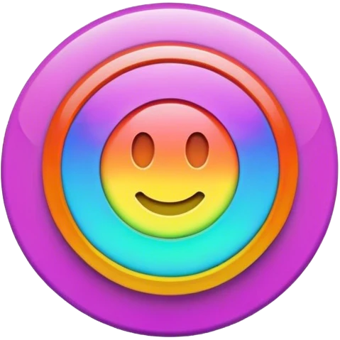 Psychedelic colored round beveled button emoji