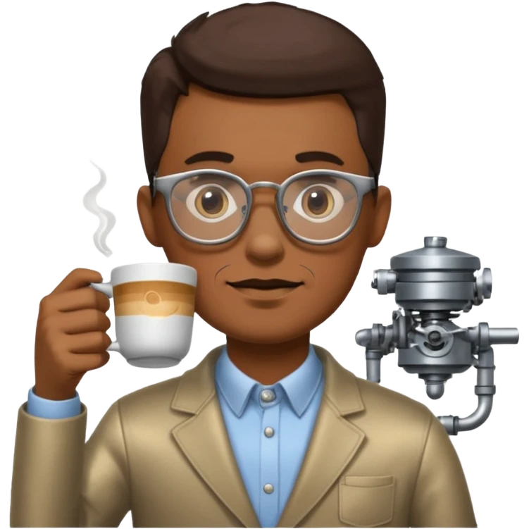 glasses man robot drink coffee emoji
