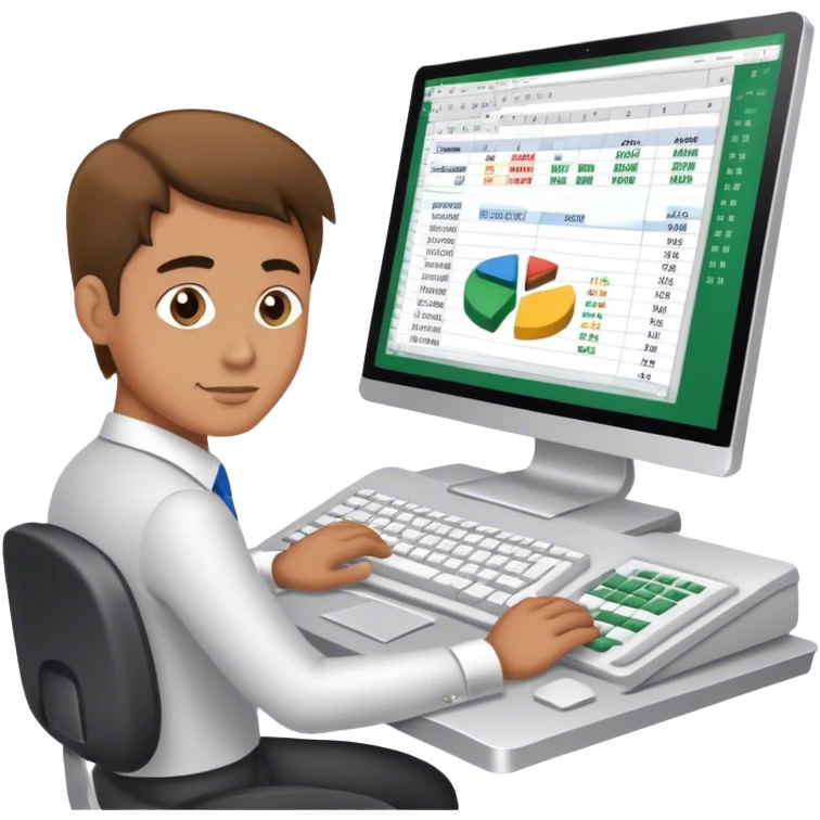 Man working on excel on computer  emoji