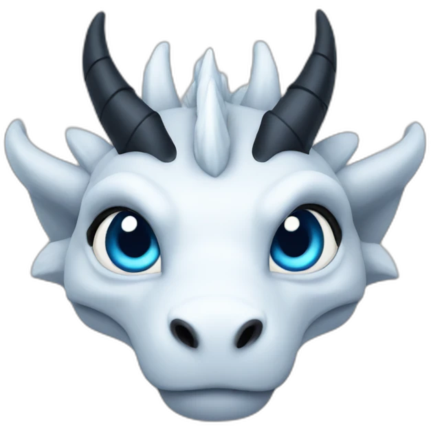 White dragon with black markings with blue eyes emoji