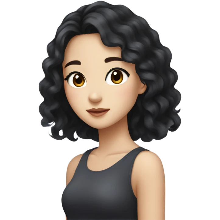 Beautiful girl,Black hair,wavy hair，long hair,Black eyes,Chinese emoji