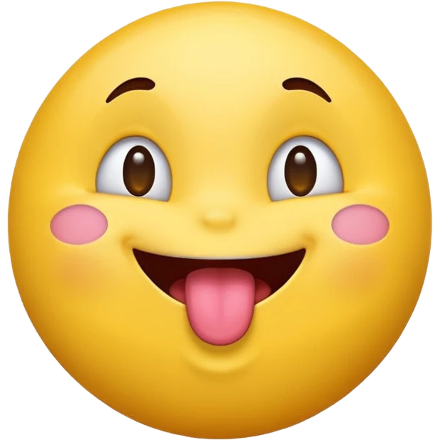 Emoji with its tounge out smiling whilst looking up emoji